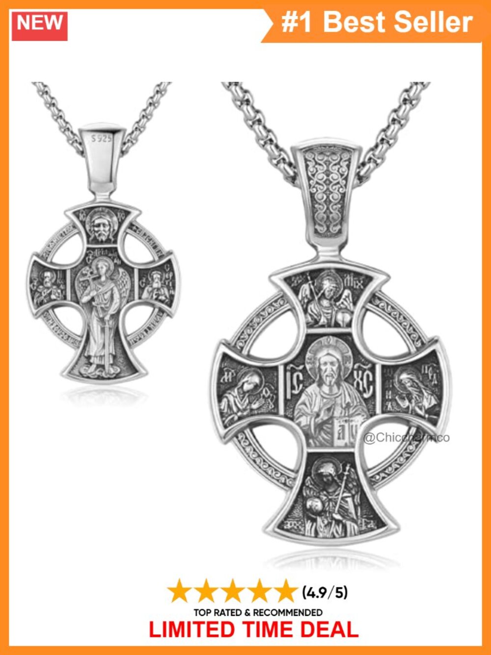 S925 Sterling Silver Archangel Medal Necklace Catholic Protection Pendant